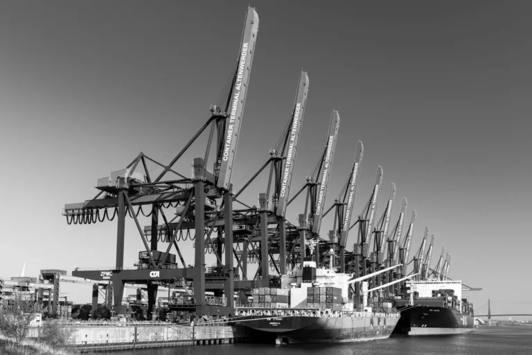 container ships at hamburg port terminal