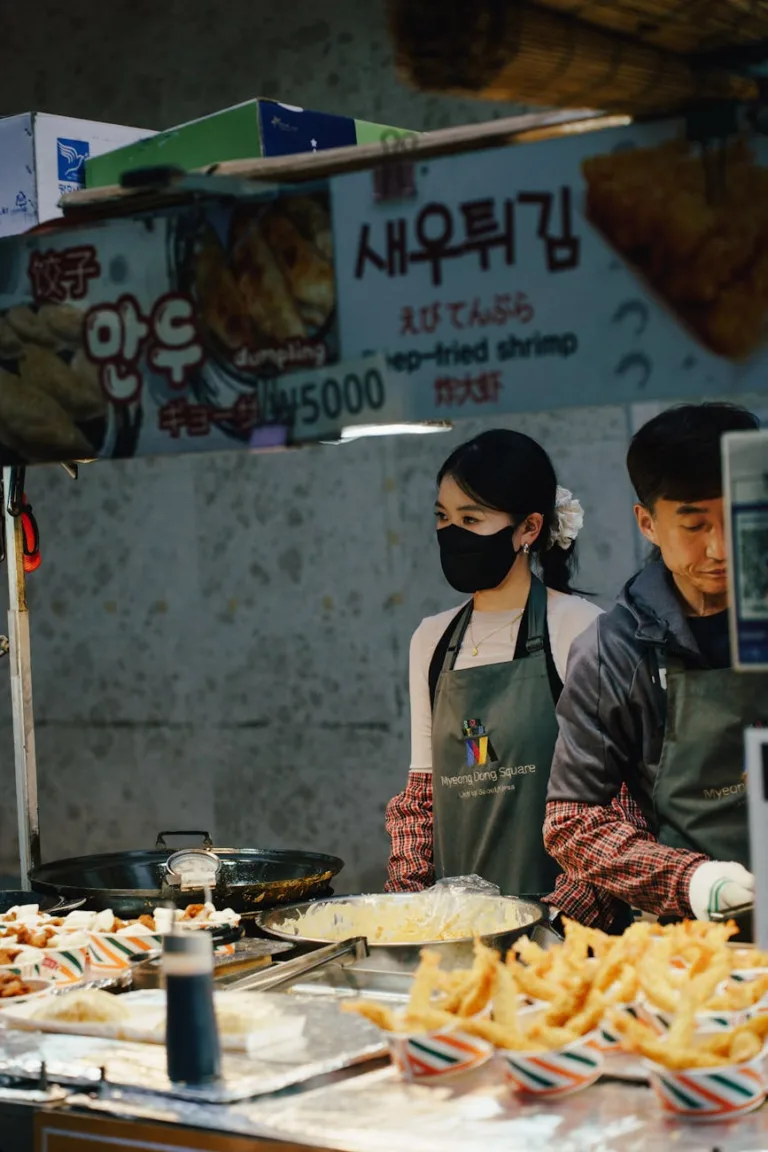 traditional south korean street food vendor scene