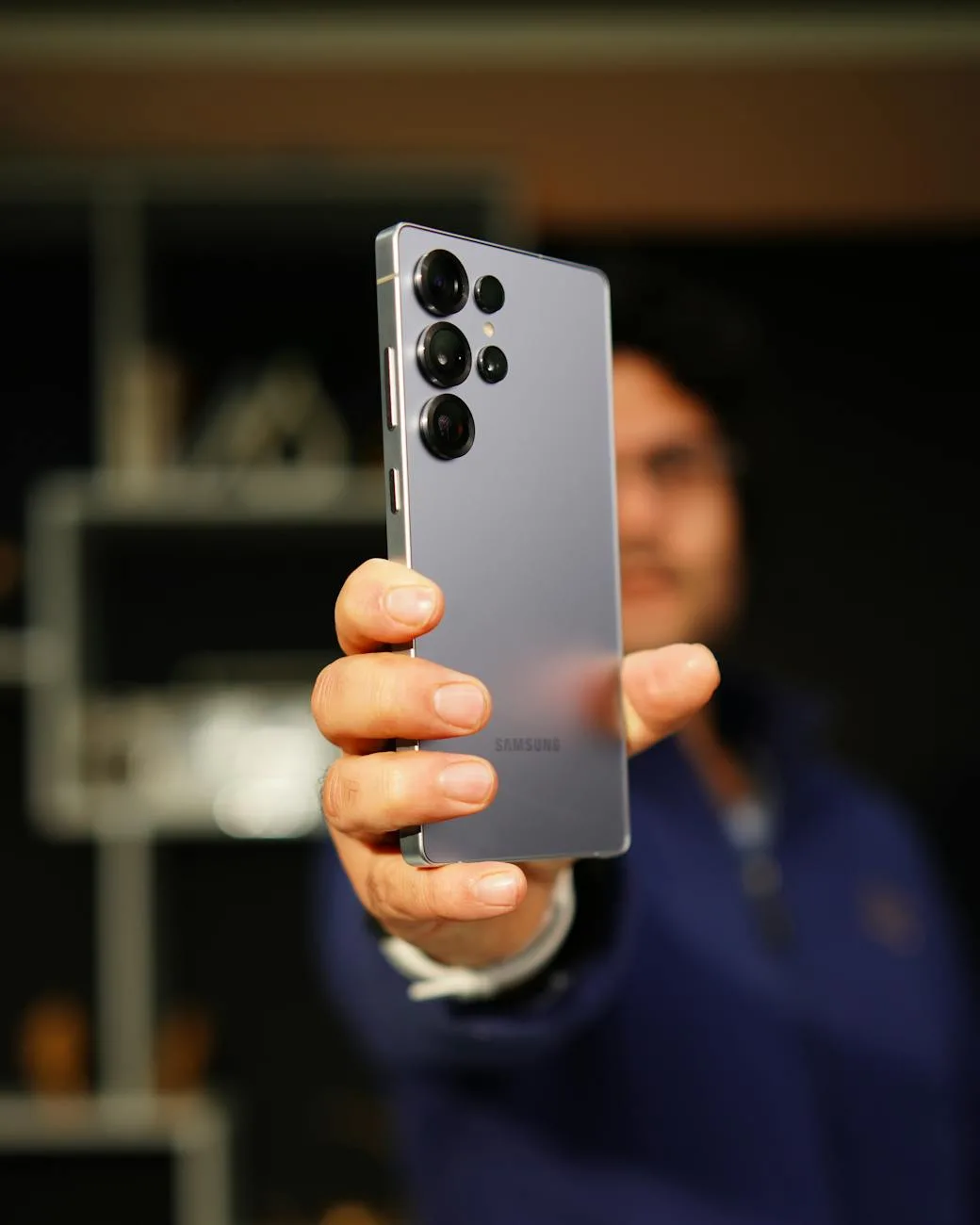 close up of a samsung smartphone in hand