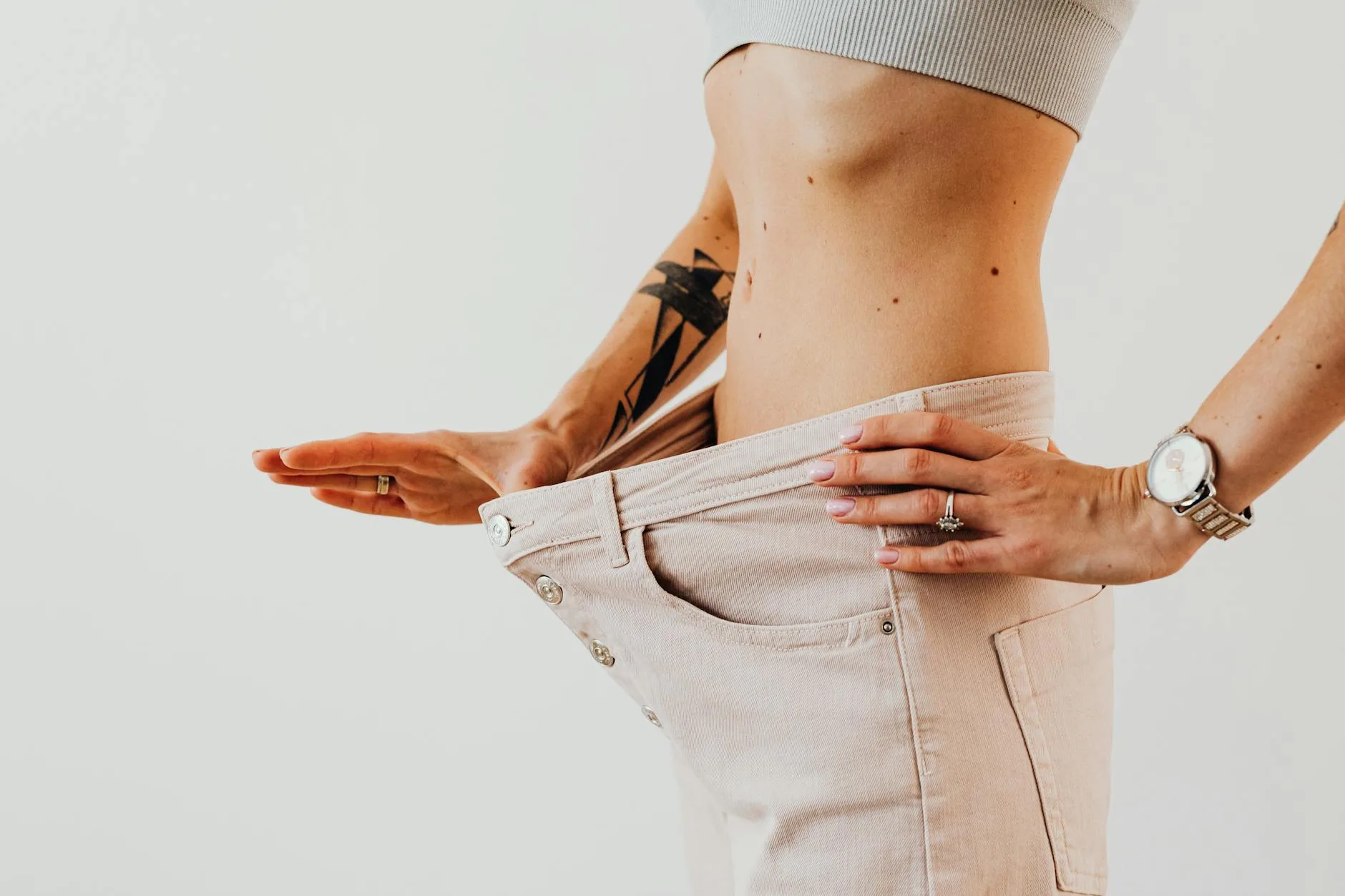 woman in oversized pants